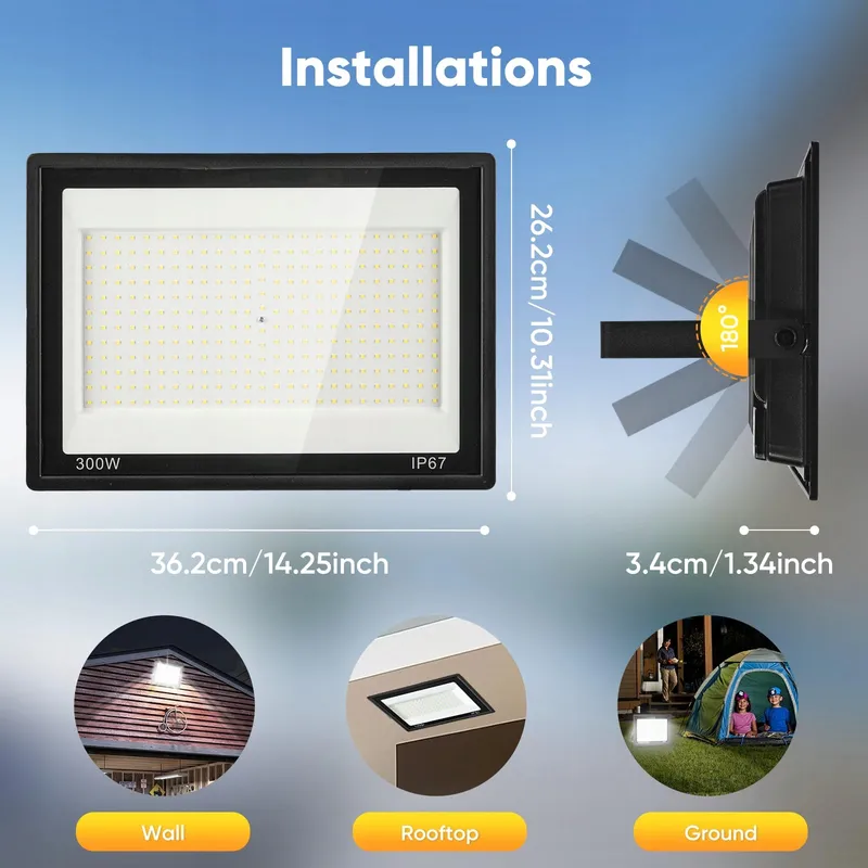 LED Schijnwerper Buiten 300W IP67 Waterdicht 30000LM 7000K — foto 4