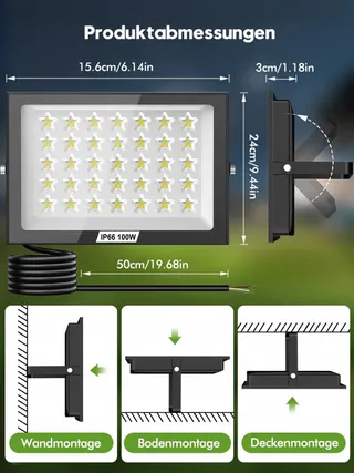 LITGLOBE LED Schijnwerper Buiten 100W 2 Stuks Superhelder IP66 Tuin — miniatuur 6