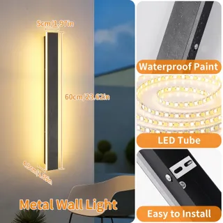 KETOM Moderne Wandlamp LED Zwart IP65 60cm — miniatuur 5