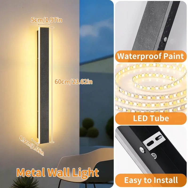KETOM Moderne Wandlamp LED Zwart IP65 60cm — foto 5