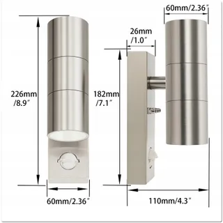 JNR LED Buitenlamp Roestvrij Staal Bewegingsmelder IP54 2x5W GU10 3000K — miniatuur 2
