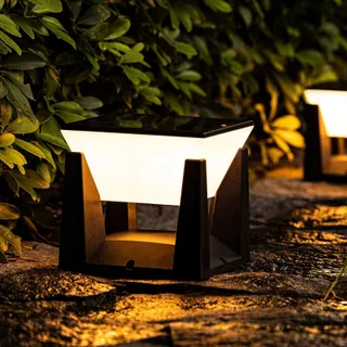 ACMHNC Solar Paalverlichting Zwart IP65 3000K Oprit Patio — miniatuur 7