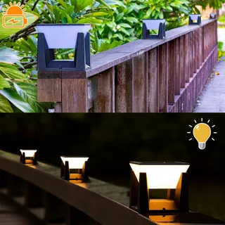 ACMHNC Solar Paalverlichting Zwart IP65 3000K Oprit Patio — miniatuur 4