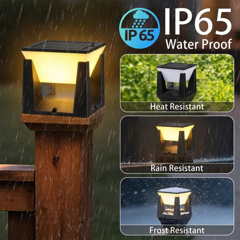 ACMHNC Solar Paalverlichting Zwart IP65 3000K Oprit Patio — foto 2