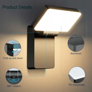 KINGWEN Set 4 LED Buitenlampen 40W Warmwit IP65 Verstelbaar — miniatuur 2