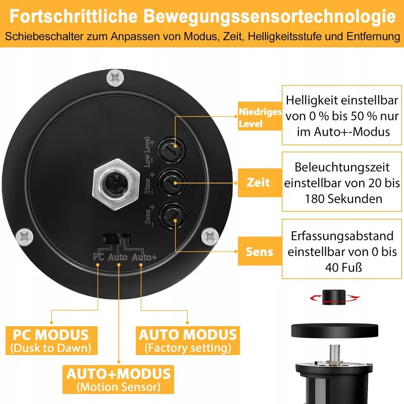APOTO Buitenlamp Bewegingsmelder E27 Waterdicht LED — foto 3