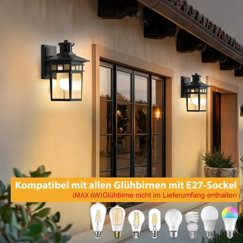 APOTO Buitenlamp Bewegingsmelder E27 Waterdicht LED — foto 7
