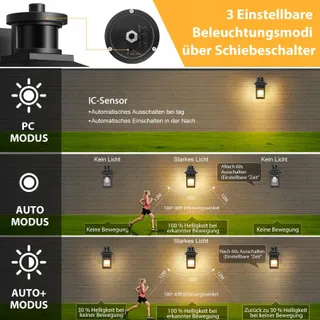 APOTO Buitenlamp Bewegingsmelder E27 Waterdicht LED — miniatuur 2