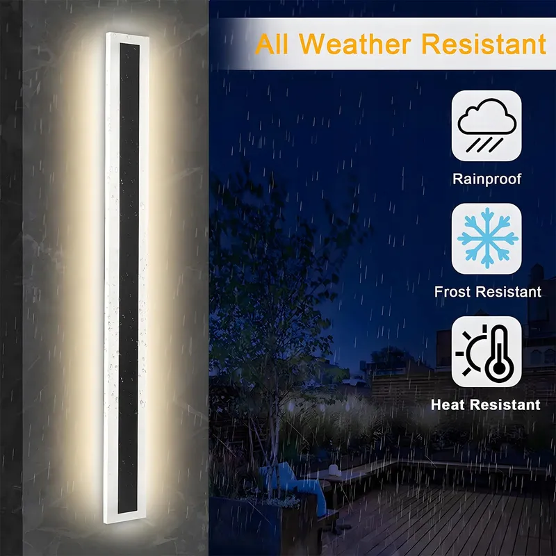 ZTWLEED LED Wandlamp Buiten 16W IP65 6000K Zwart 80CM Tuin — foto 3