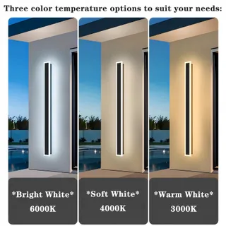 ZTWLEED LED Wandlamp Buiten 16W IP65 6000K Zwart 80CM Tuin — miniatuur 2