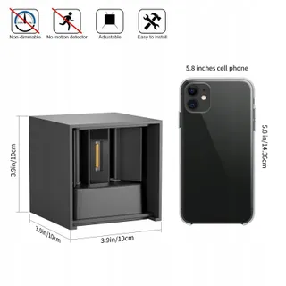 K-BRIGHT LED Wandlamp 12W IP65 Donkergrijs Binnen En Buiten — miniatuur 2