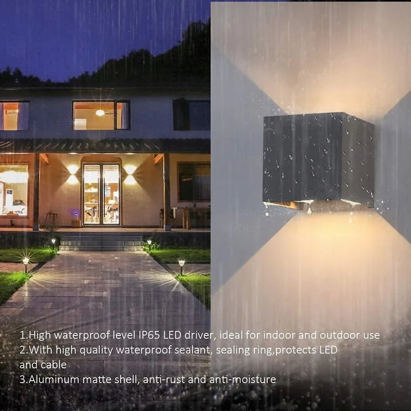 K-BRIGHT LED Wandlamp 12W IP65 Donkergrijs Binnen En Buiten — foto 4