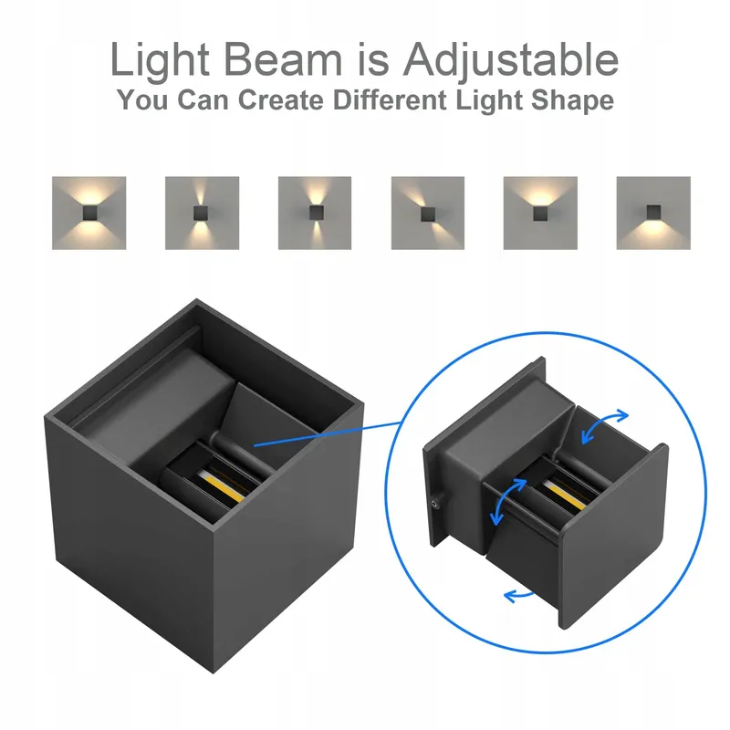 K-BRIGHT LED Wandlamp 12W IP65 Donkergrijs Binnen En Buiten — foto 3