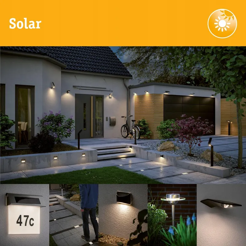 PAULMANN LED Solar Buitenwandlamp Marisol Zwart Bewegingssensor — foto 9