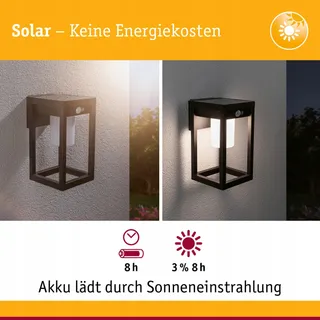PAULMANN LED Solar Buitenwandlamp Marisol Zwart Bewegingssensor — miniatuur 2