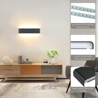 LIGHTESS LED Wandlamp 18W Zwart 40CM Woonkamer Slaapkamer IP44 — miniatuur 2