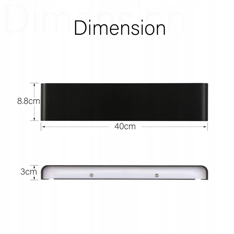 LIGHTESS LED Wandlamp 18W Zwart 40CM Woonkamer Slaapkamer IP44 — foto 6