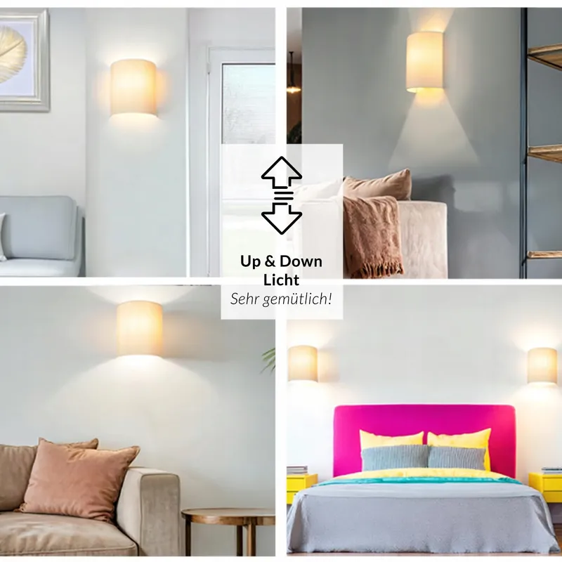 LICHTERLEBNISSE Wandlamp Stof Wit Woonkamer Slaapkamer E27 ALICE — foto 3