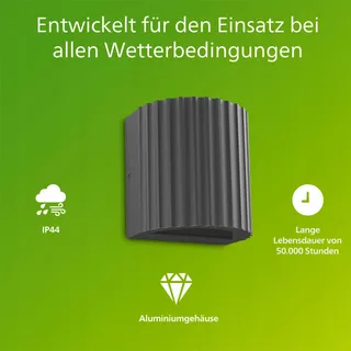 PHILIPS Zyra Lamp Buiten LED 800lm 2700K IP44 Aluminium Antracietgrijs — miniatuur 2