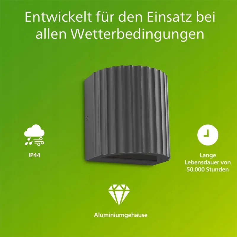 PHILIPS Zyra Lamp Buiten LED 800lm 2700K IP44 Aluminium Antracietgrijs — foto 2
