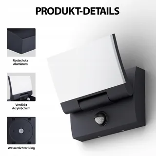 K-BRIGHT Buitenlamp LED 30W Bewegingsmelder IP65 3000K Antraciet — miniatuur 8