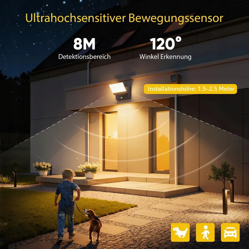 K-BRIGHT Buitenlamp LED 30W Bewegingsmelder IP65 3000K Antraciet — foto 5