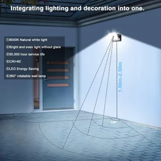KINGWEN Moderne LED Wandlamp Buiten 40W IP65 Zwart 6000K — miniatuur 6