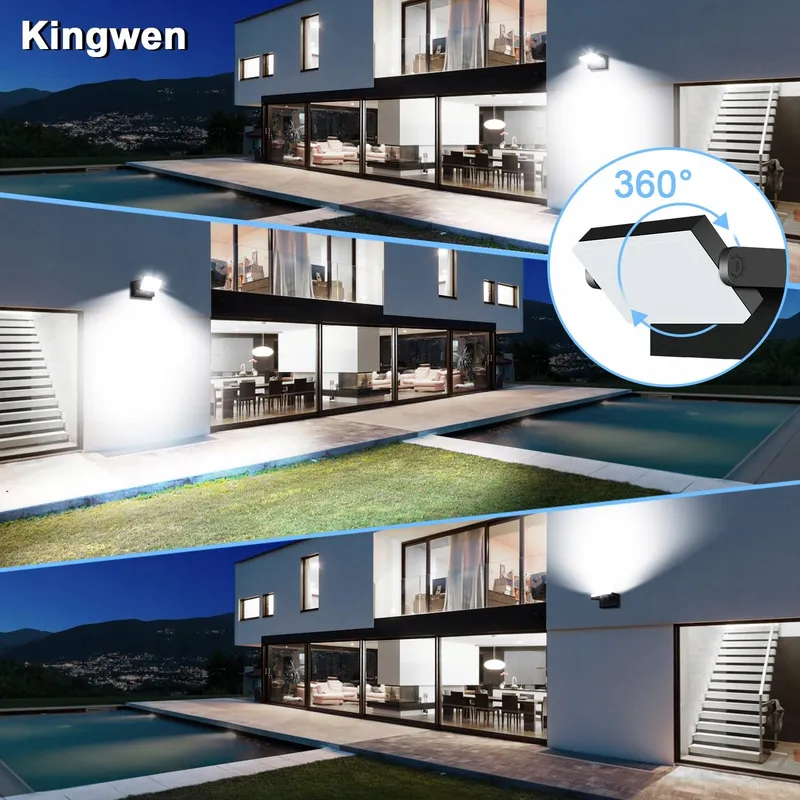 KINGWEN Moderne LED Wandlamp Buiten 40W IP65 Zwart 6000K — foto 5