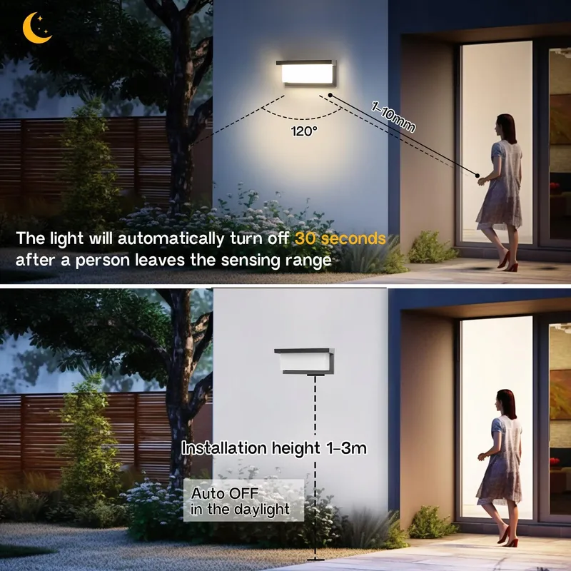 BOYIR LED Buitenlamp Bewegingsmelder IP65 Dimbaar 3000K-6500K — foto 2