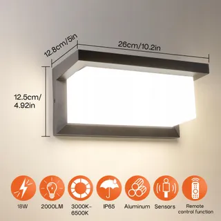 BOYIR LED Buitenlamp Bewegingsmelder IP65 Dimbaar 3000K-6500K — miniatuur 5