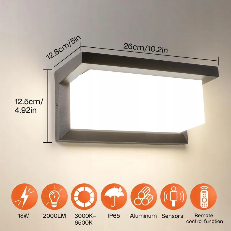 BOYIR LED Buitenlamp Bewegingsmelder IP65 Dimbaar 3000K-6500K — foto 5