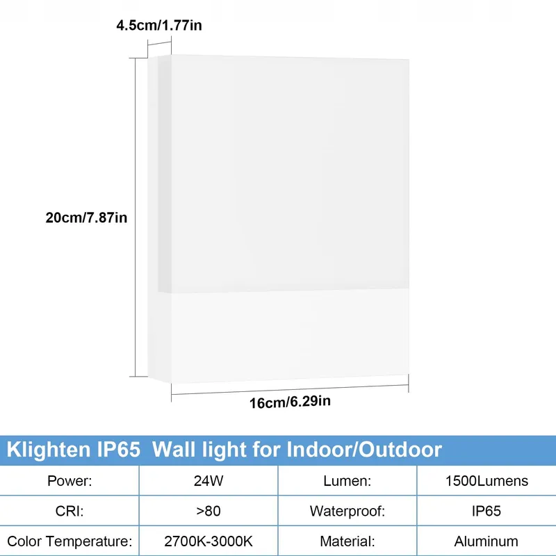 KLIGHTEN Set 2 LED Wandlampen 24W IP65 Tuin Terras — foto 3