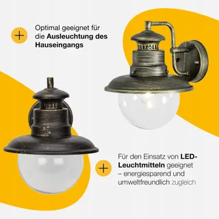 BRILLIANT Artu Buitenwandlamp Hangend Zwart Goud E27 60W IP44 — miniatuur 5