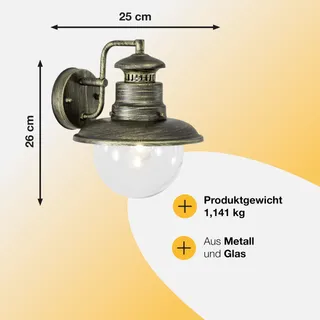 BRILLIANT Artu Buitenwandlamp Hangend Zwart Goud E27 60W IP44 — miniatuur 4