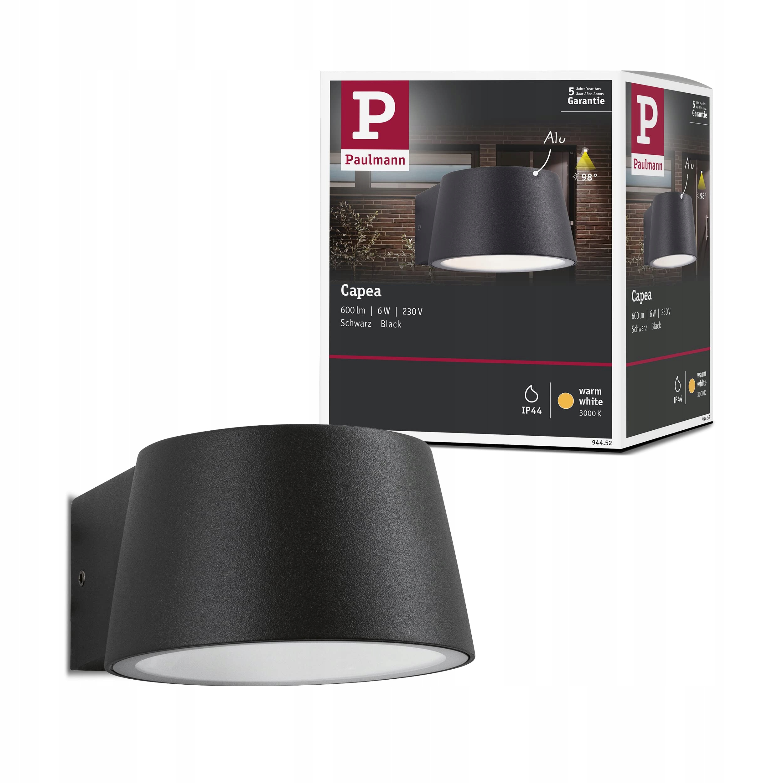PAULMANN LED Buitenlamp Capea IP44 6W Warmwit Zwart Aluminium