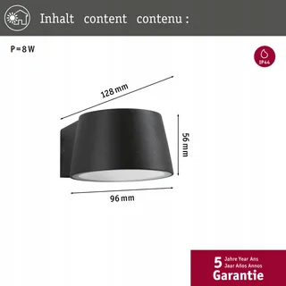 PAULMANN LED Buitenlamp Capea IP44 6W Warmwit Zwart Aluminium — miniatuur 2