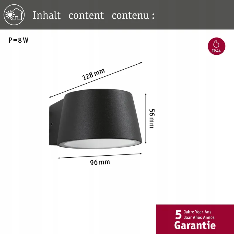 PAULMANN LED Buitenlamp Capea IP44 6W Warmwit Zwart Aluminium — foto 2