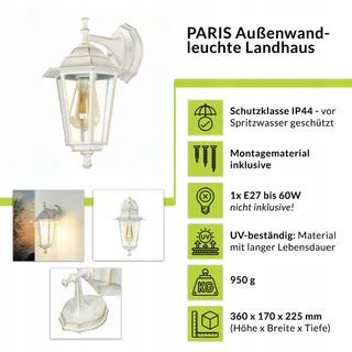 LICHT-ERLEBNISSE Buitenlamp IP44 Wit-goud Rustiek — miniatuur 2