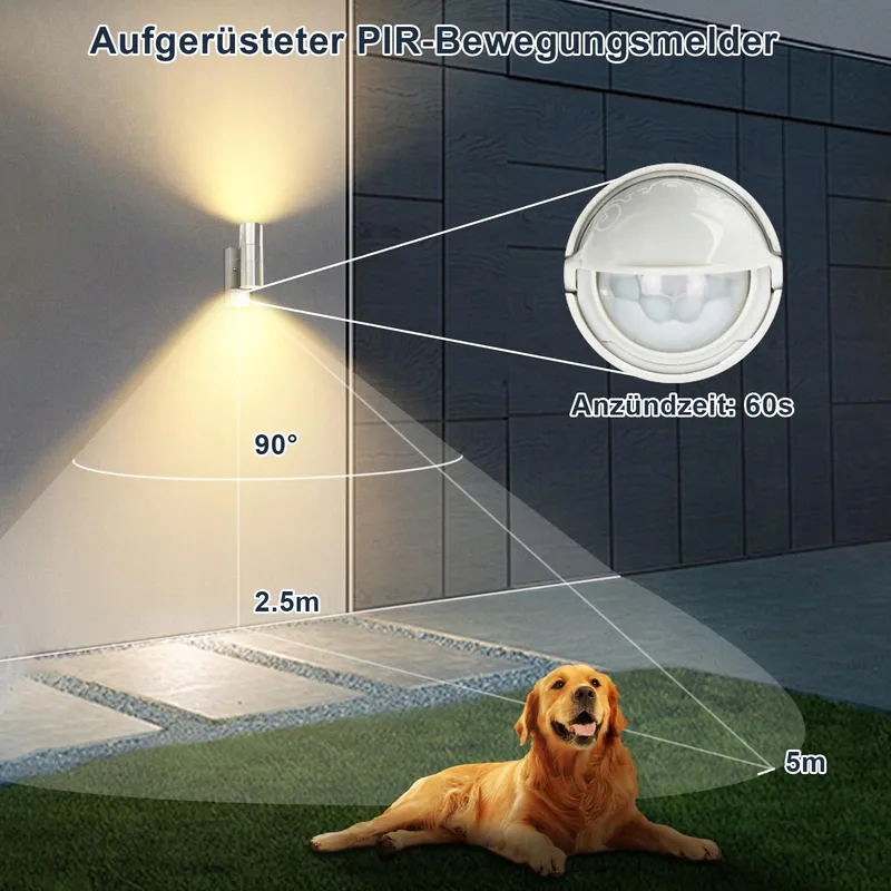 HIBAY Buitenlamp Bewegingsmelder GU10 IP44 RVS LED — foto 2