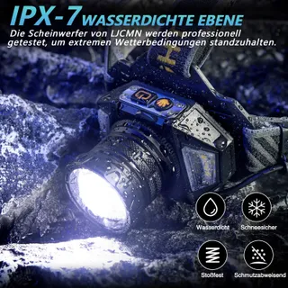 SIDARK LED Hoofdlamp Waterdicht 120000 Lux 12 Modi Camping — miniatuur 7