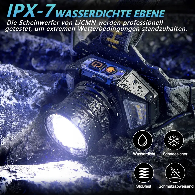 SIDARK LED Hoofdlamp Waterdicht 120000 Lux 12 Modi Camping — foto 7