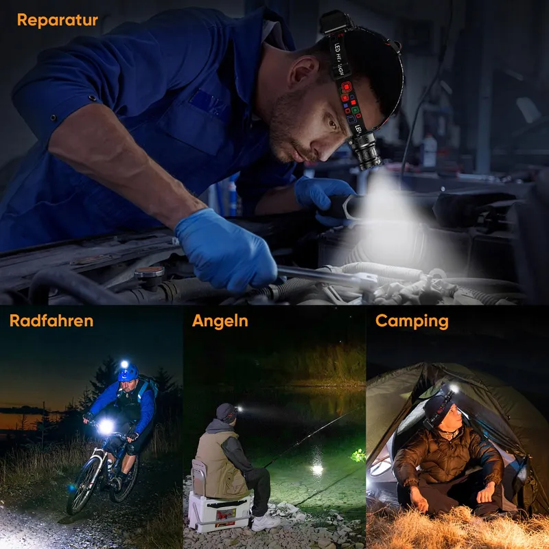 TININ LED Hoofdlamp 100000 Lumen Waterdicht Camping — foto 6