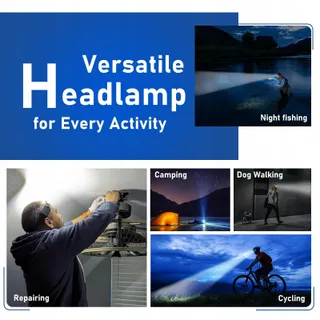 LED STIRNLAMPE Hoofdlamp USB-C 400 Lumen 5 Standen Waterdicht — miniatuur 8