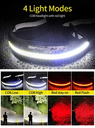 DARKBEAM LED Hoofdlamp COB USB Voor Helm Camping — miniatuur 3