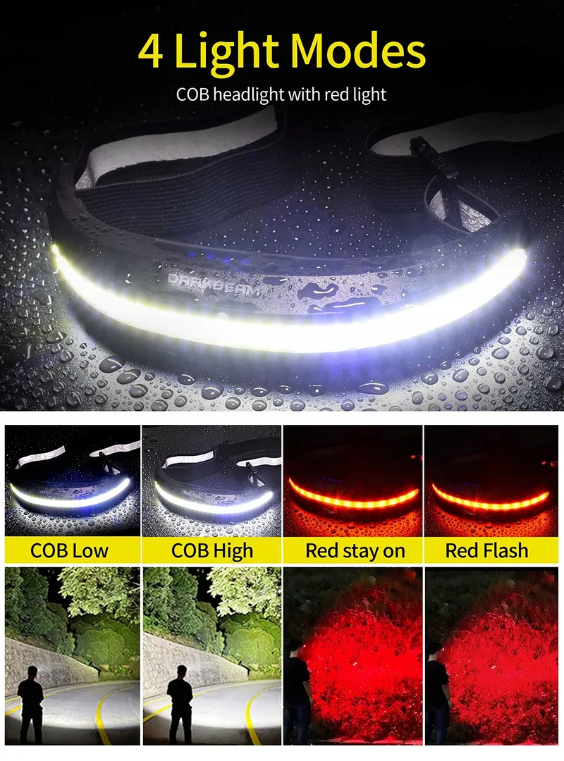 DARKBEAM LED Hoofdlamp COB USB Voor Helm Camping — foto 3