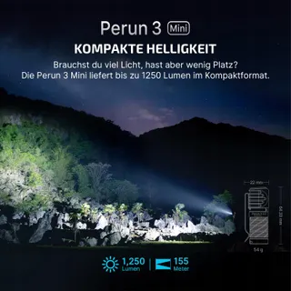 OLIGHT Perun 3 Mini LED Hoofdlamp 1250 Lumen 60 Dagen Batterij — miniatuur 2
