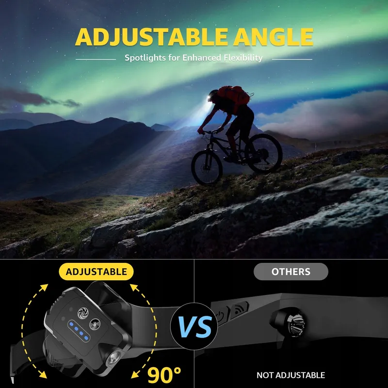 LED STIRNLAMPE Set 2 Stuks Hoofdlamp 300 Graden 9 Standen Waterdicht — foto 5