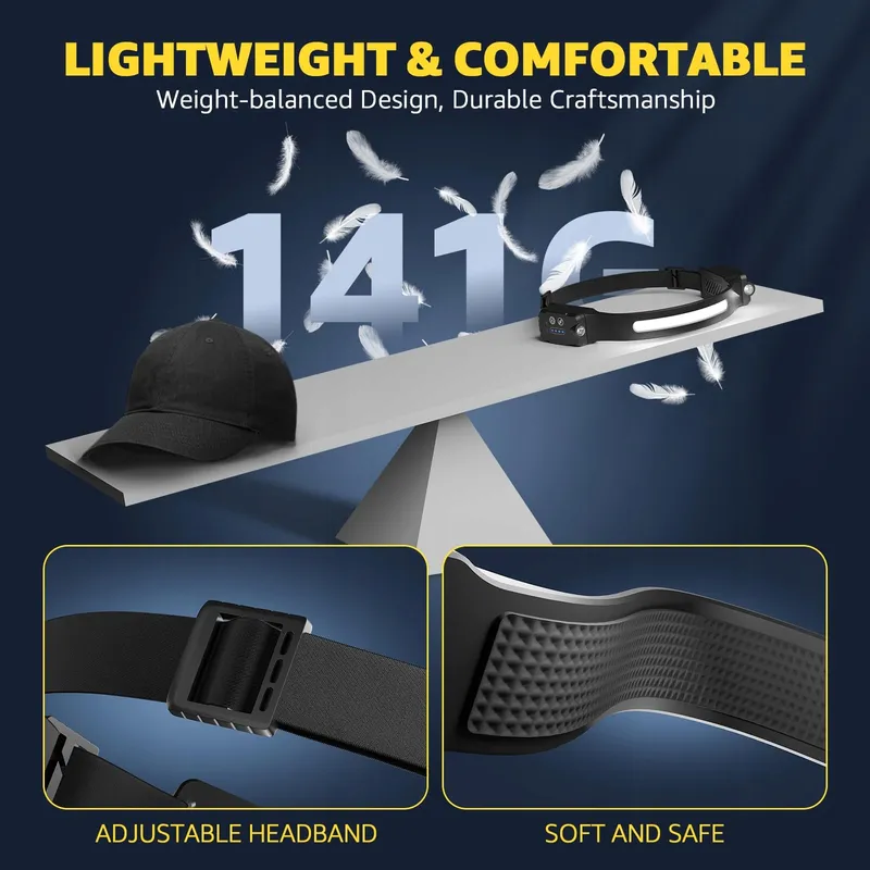 LED STIRNLAMPE Set 2 Stuks Hoofdlamp 300 Graden 9 Standen Waterdicht — foto 8
