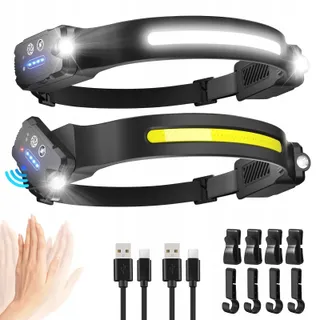 LED STIRNLAMPE Set 2 Stuks Hoofdlamp 300 Graden 9 Standen Waterdicht — miniatuur 1