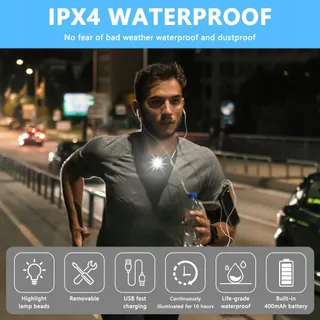 ADIWO 2 Stuks LED Hoofdlamp 5 Modi USB Waterdicht Hardlopen — miniatuur 3